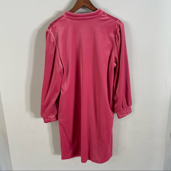 Vintage Pink Velour Nighty Dressing Gown Sleepwear Size Large - Picture 15 of 16